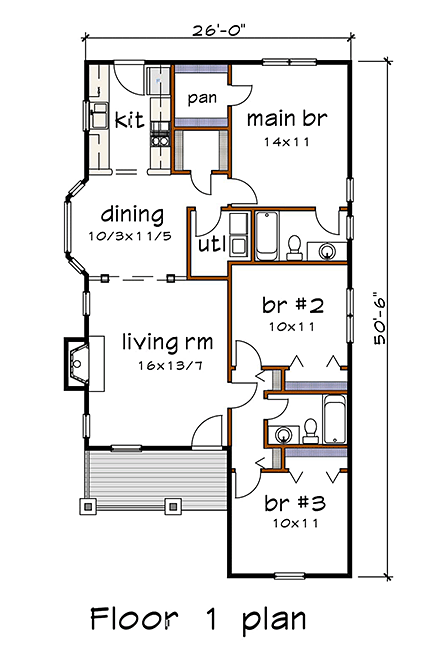 House Plan 72716 First Level Plan