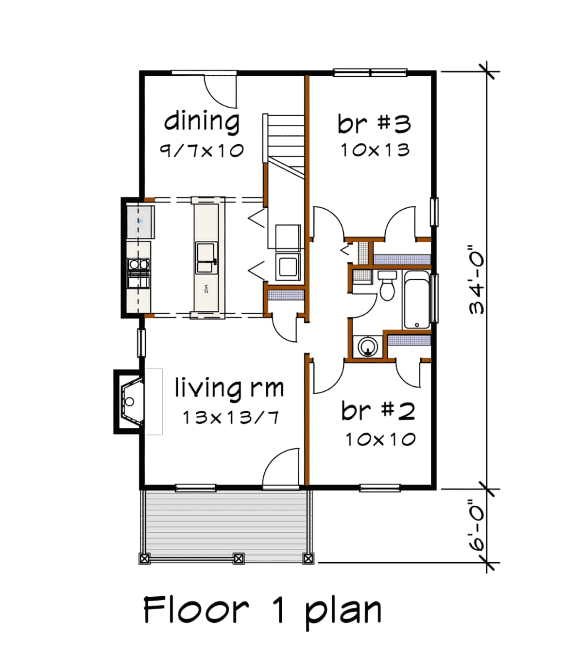 Bungalow Level One of Plan 72717