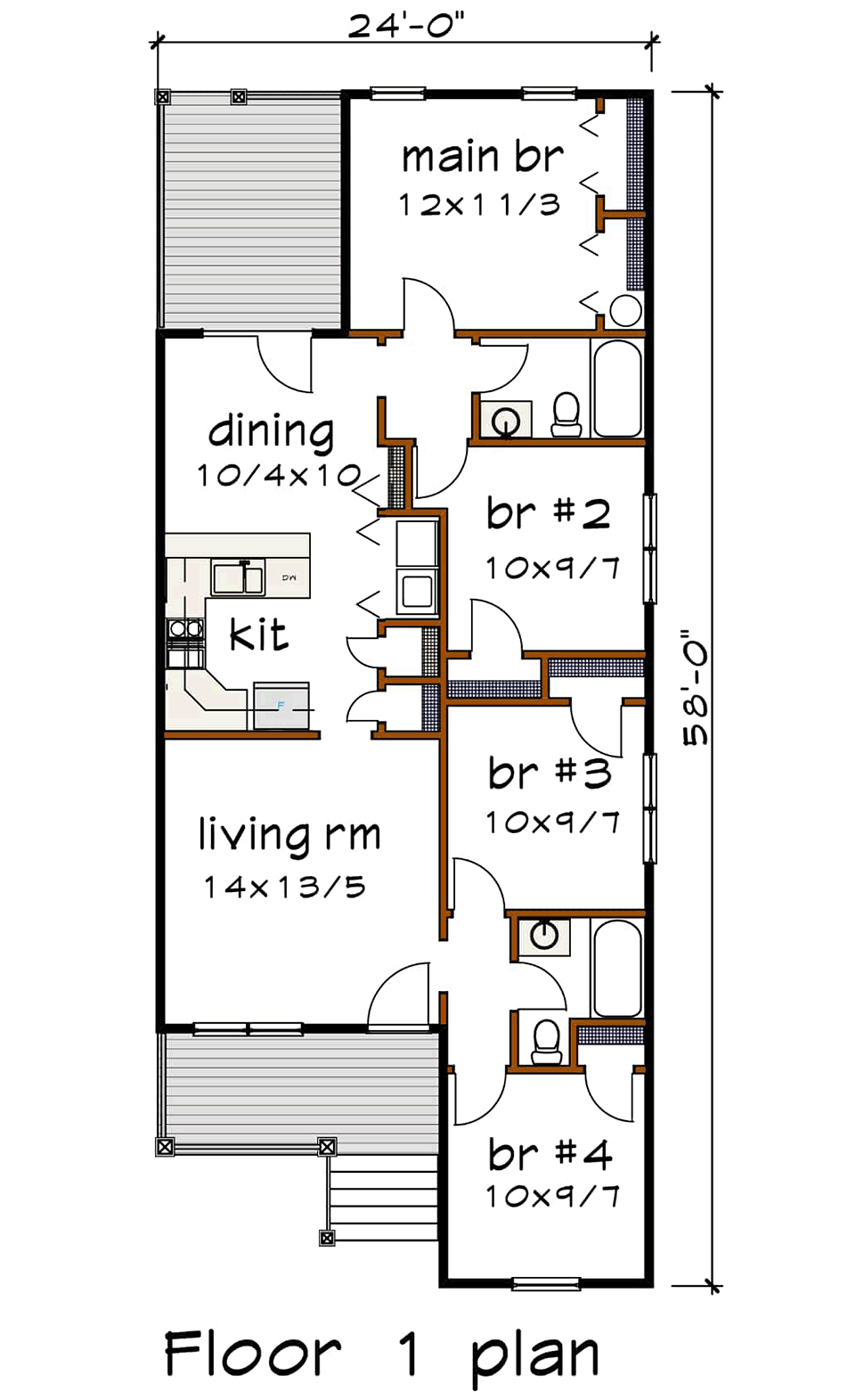 Bungalow Level One of Plan 72719