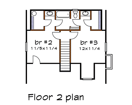 House Plan 72724 Second Level Plan