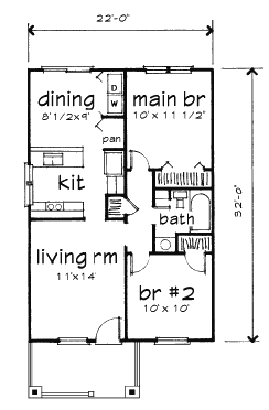 House Plan 72771 Bungalow Style With 704 Sq Ft 2 Bed 1 Bath