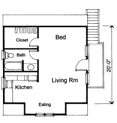 Garage-Living Plan 72784 Second Level Plan