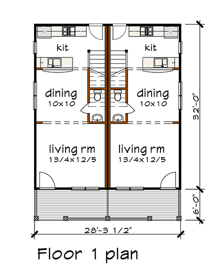 Multi-Family Plan 72793 First Level Plan