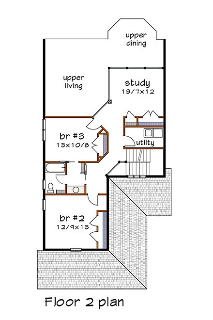House Plan 72794 Second Level Plan
