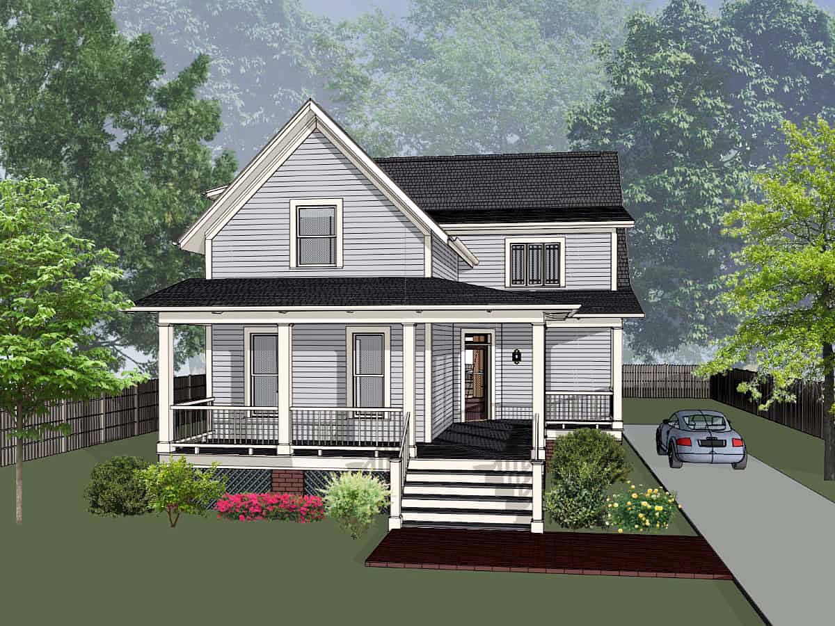 Country, Southern, Traditional Plan with 2190 Sq. Ft., 3 Bedrooms, 3 Bathrooms Elevation