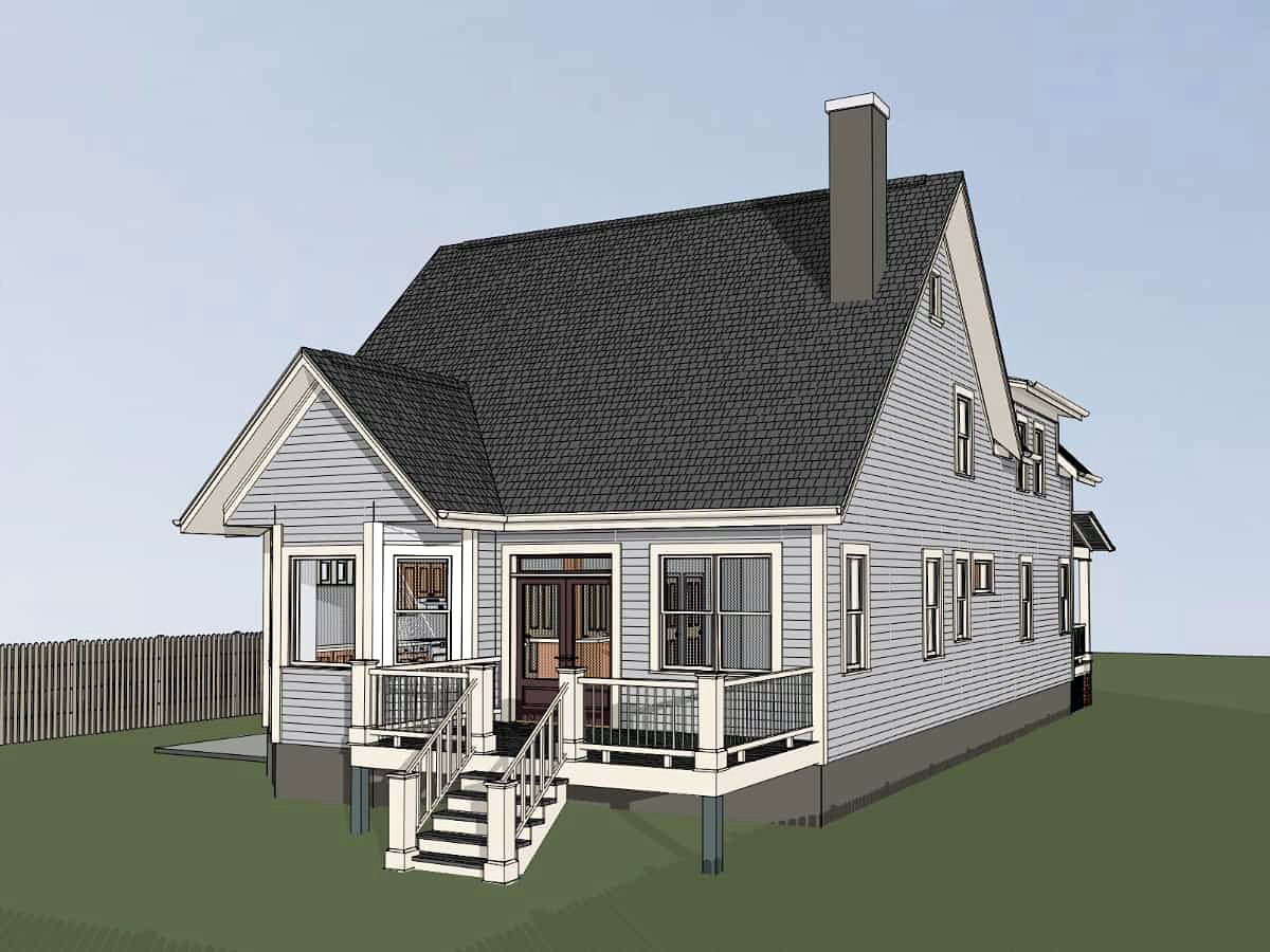 Country, Southern, Traditional Plan with 2190 Sq. Ft., 3 Bedrooms, 3 Bathrooms Rear Elevation