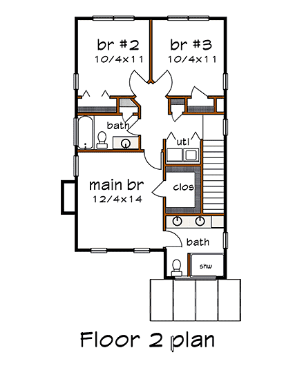 House Plan 72796 Second Level Plan