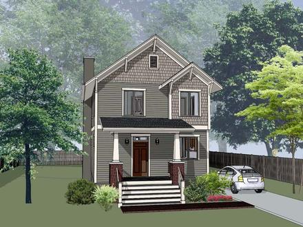 Country Craftsman Southern Elevation of Plan 72797