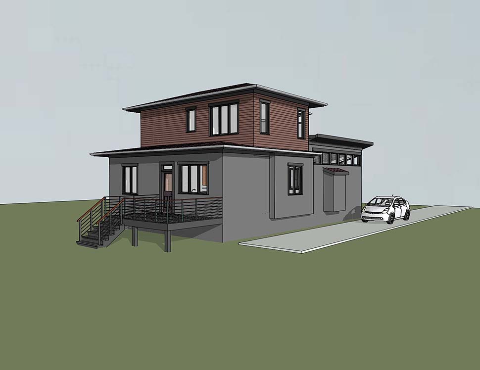 Contemporary Modern Rear Elevation of Plan 72799