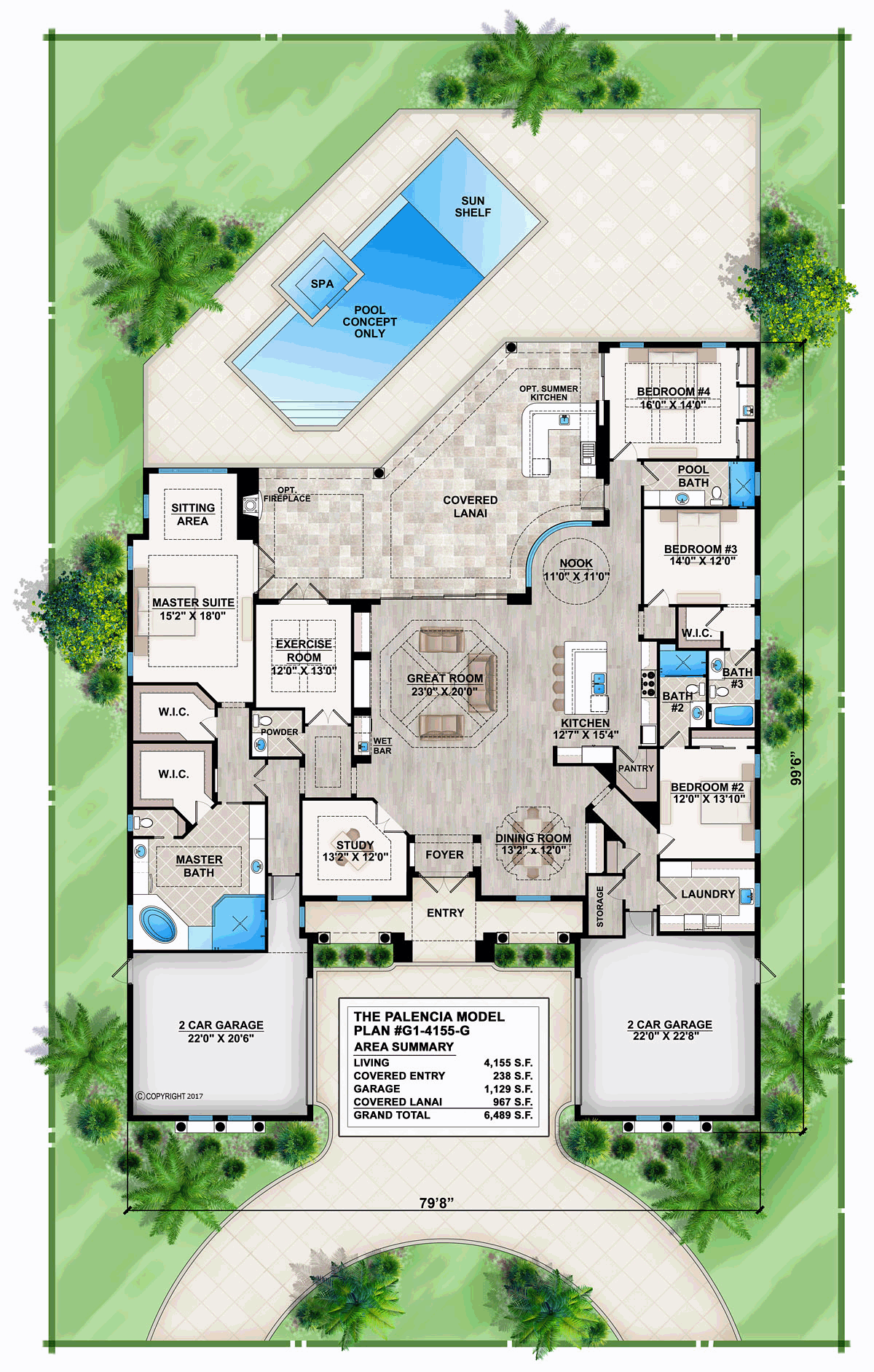 Coastal Florida Mediterranean Level One of Plan 72807