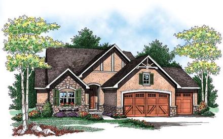 Country Craftsman One-Story Ranch Traditional Elevation of Plan 72900