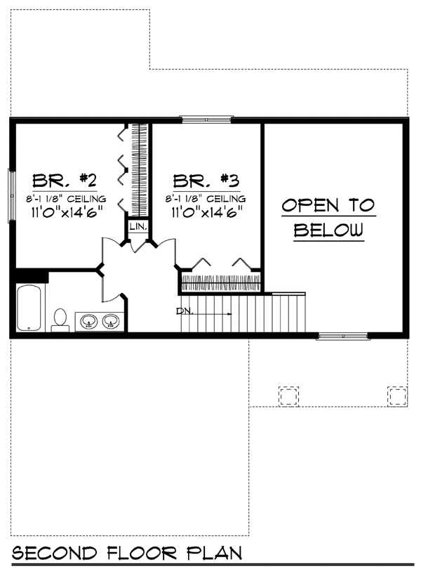 Craftsman Narrow Lot Level Two of Plan 72902