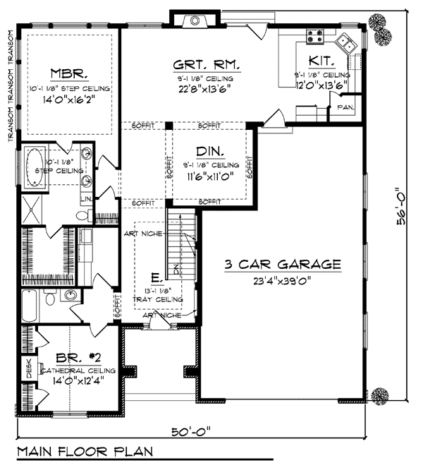 Cottage Country Craftsman One-Story Ranch Level One of Plan 72903