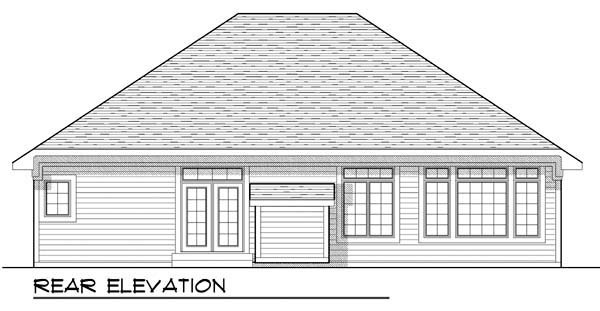 Cottage Country Craftsman One-Story Ranch Rear Elevation of Plan 72903