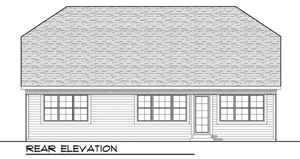 Cottage Country Craftsman One-Story Ranch Rear Elevation of Plan 72904