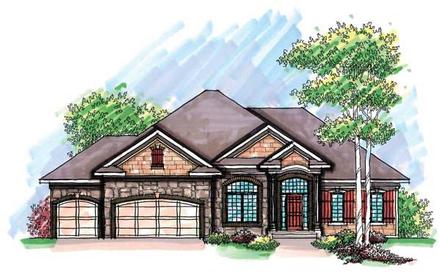 Country Craftsman One-Story Ranch Traditional Elevation of Plan 72905