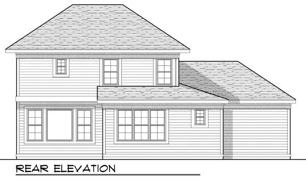 Farmhouse Traditional Rear Elevation of Plan 72906