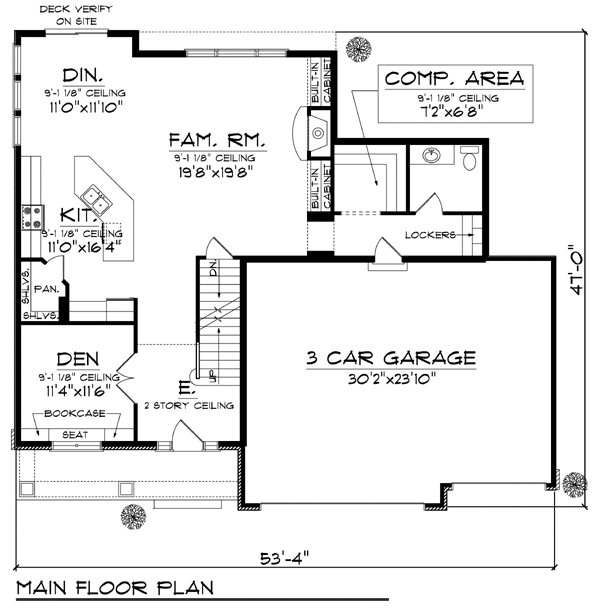 Country Craftsman Farmhouse Traditional Level One of Plan 72907