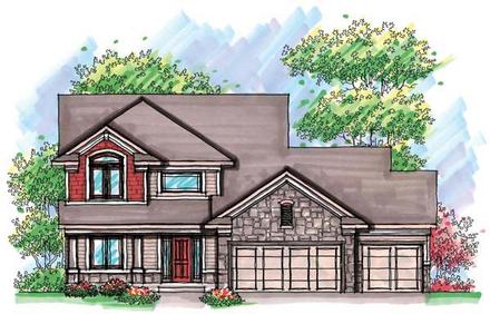 Country Craftsman Farmhouse Traditional Elevation of Plan 72907