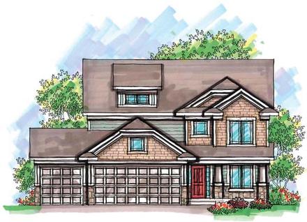 Craftsman Farmhouse Traditional Elevation of Plan 72909