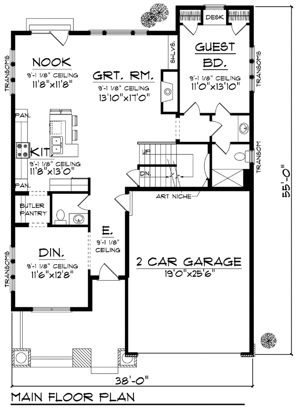 Country Craftsman Farmhouse Narrow Lot Level One of Plan 72910