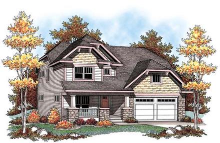 Country Craftsman Farmhouse Narrow Lot Elevation of Plan 72910