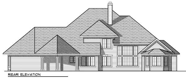 Traditional Rear Elevation of Plan 72914