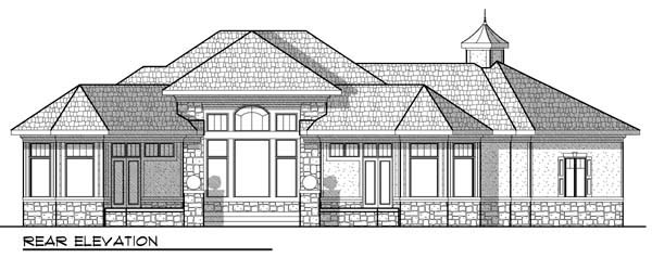 One-Story Ranch Rear Elevation of Plan 72915