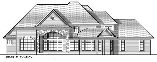 Country European Rear Elevation of Plan 72916