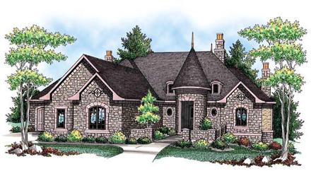 Country European Ranch Elevation of Plan 72918