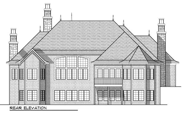 Country European Ranch Rear Elevation of Plan 72918