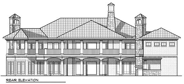 Coastal Mediterranean Rear Elevation of Plan 72919