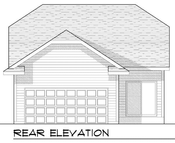 Craftsman Narrow Lot One-Story Ranch Rear Elevation of Plan 72920
