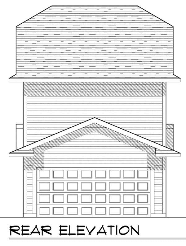 Cottage Craftsman Rear Elevation of Plan 72921