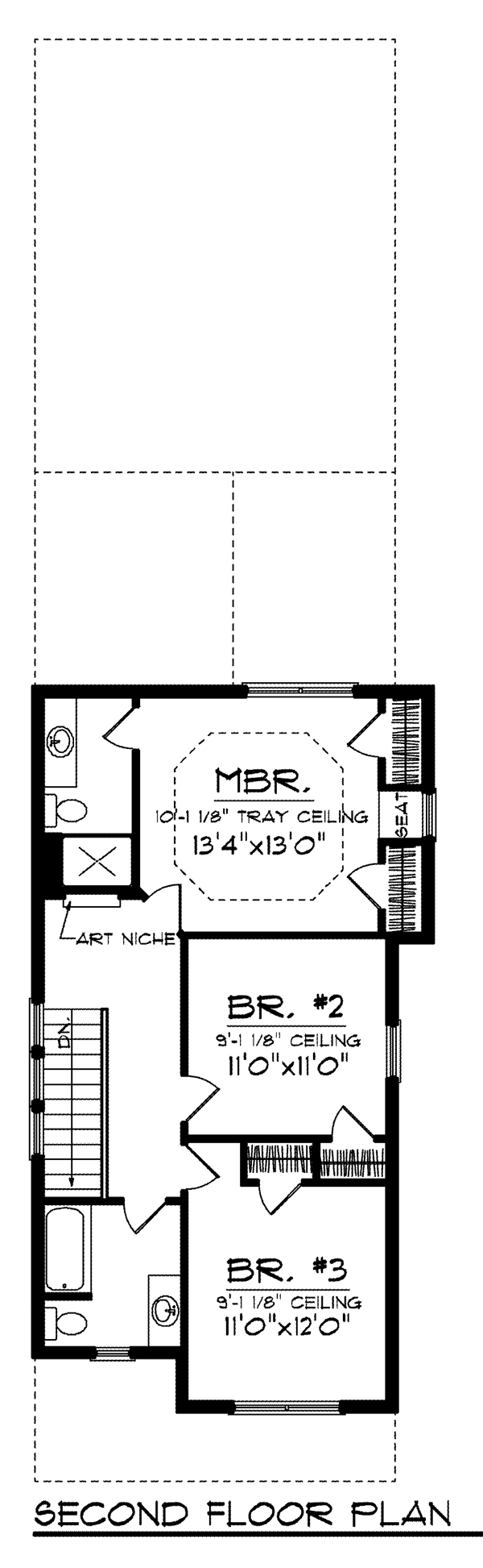 Cottage Craftsman Narrow Lot Level Two of Plan 72922