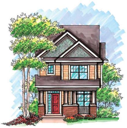 Cottage Craftsman Narrow Lot Elevation of Plan 72922