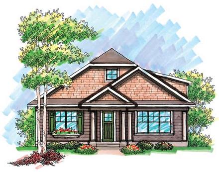Cottage Craftsman Narrow Lot One-Story Ranch Elevation of Plan 72924