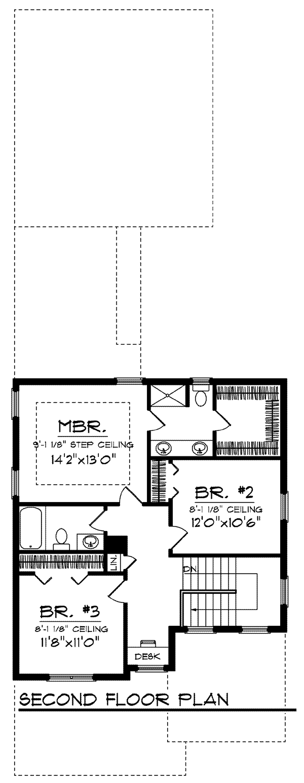 Country Craftsman Narrow Lot Level Two of Plan 72925