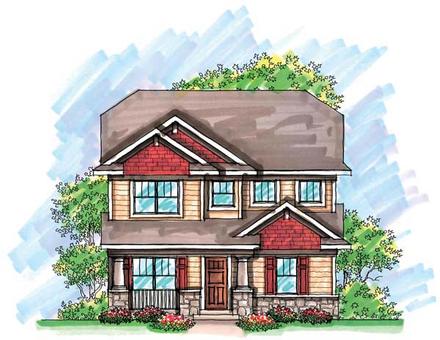 Country Craftsman Narrow Lot Elevation of Plan 72925