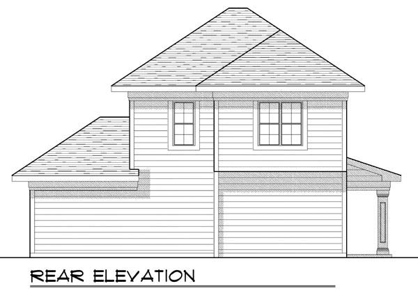 Narrow Lot Traditional Rear Elevation of Plan 72926