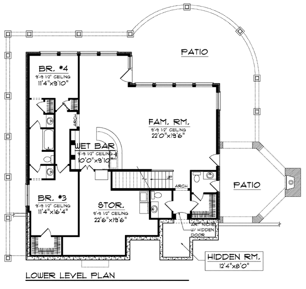 Cabin Traditional Lower Level of Plan 72927