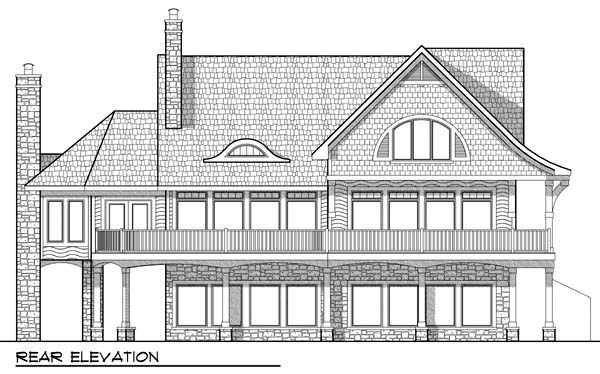 Cabin Traditional Rear Elevation of Plan 72927