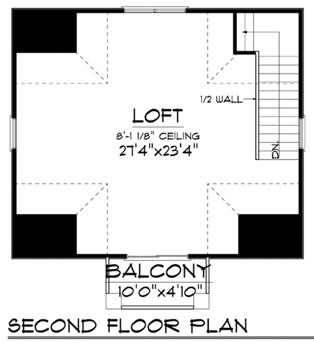 Garage Plan 72928 - 2 Car Garage Second Level Plan