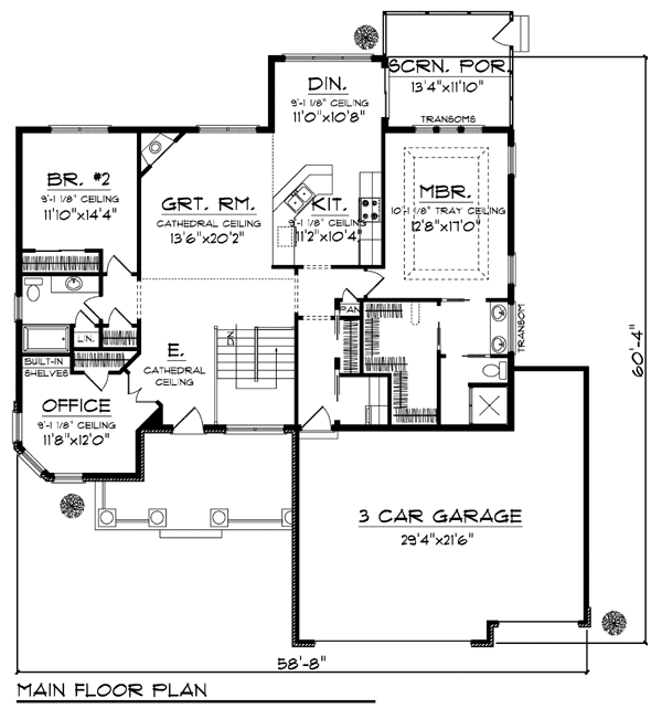 Craftsman One-Story Ranch Level One of Plan 72932