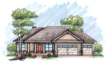 Craftsman One-Story Ranch Elevation of Plan 72932