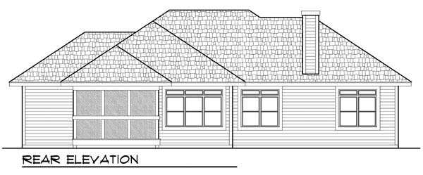 Craftsman One-Story Ranch Rear Elevation of Plan 72932