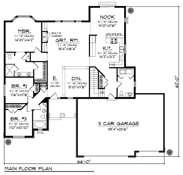 Cottage Country Craftsman One-Story Ranch Level One of Plan 72934