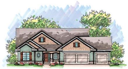 Cottage Country Craftsman One-Story Ranch Elevation of Plan 72934