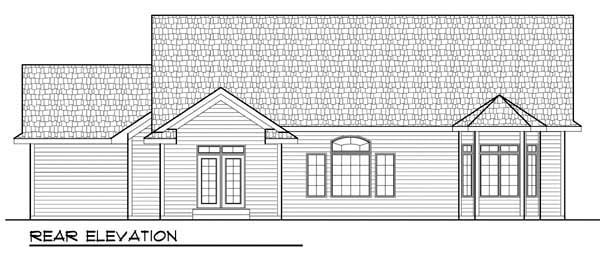 Cottage Country Craftsman One-Story Ranch Rear Elevation of Plan 72934