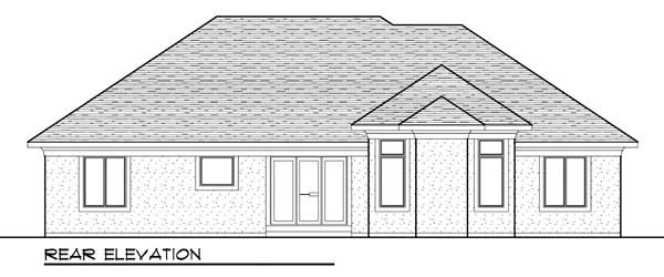 Coastal Mediterranean One-Story Ranch Rear Elevation of Plan 72935